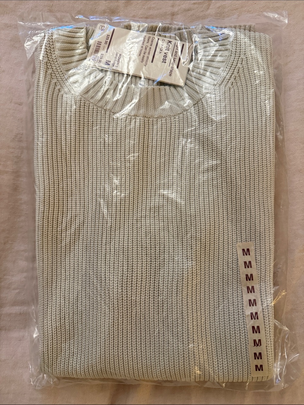 MUJI women’s  Crewneck Knit vest Sweater - Light Cream size M